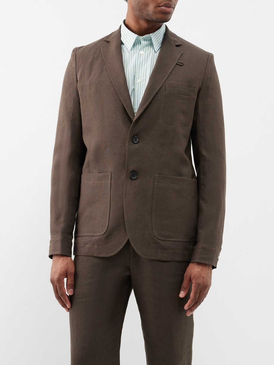 Brown Theobald Oakes linen suit jacket | Oliver Spencer | MATCHES UK