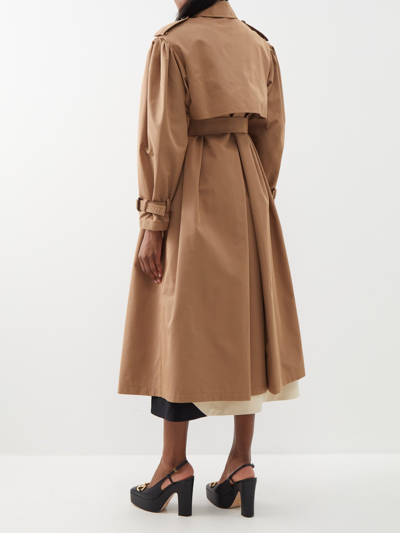 Camel Puff-sleeve cotton-blend twill trench coat, Gucci
