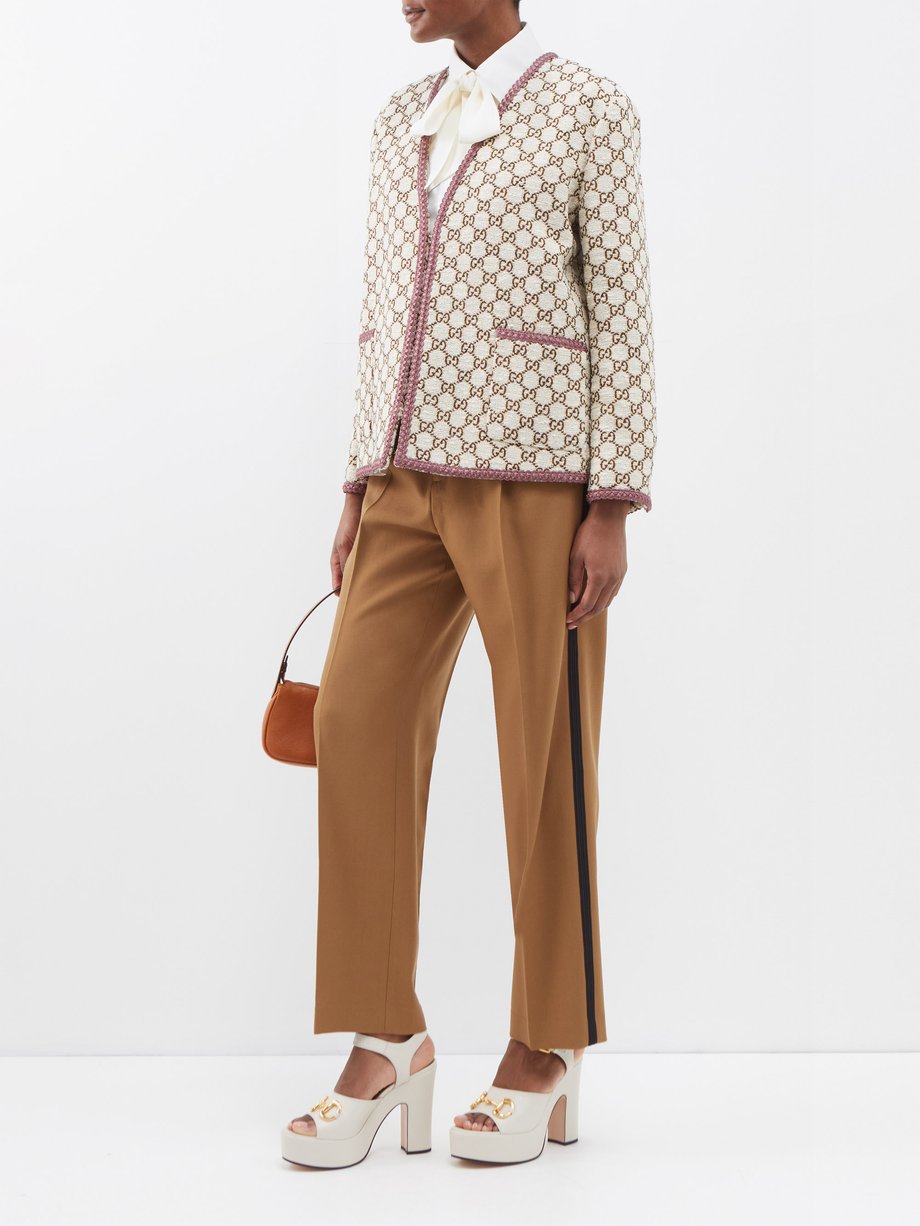 Beige GG-jacquard cotton-blend tweed jacket | Gucci | MATCHES UK