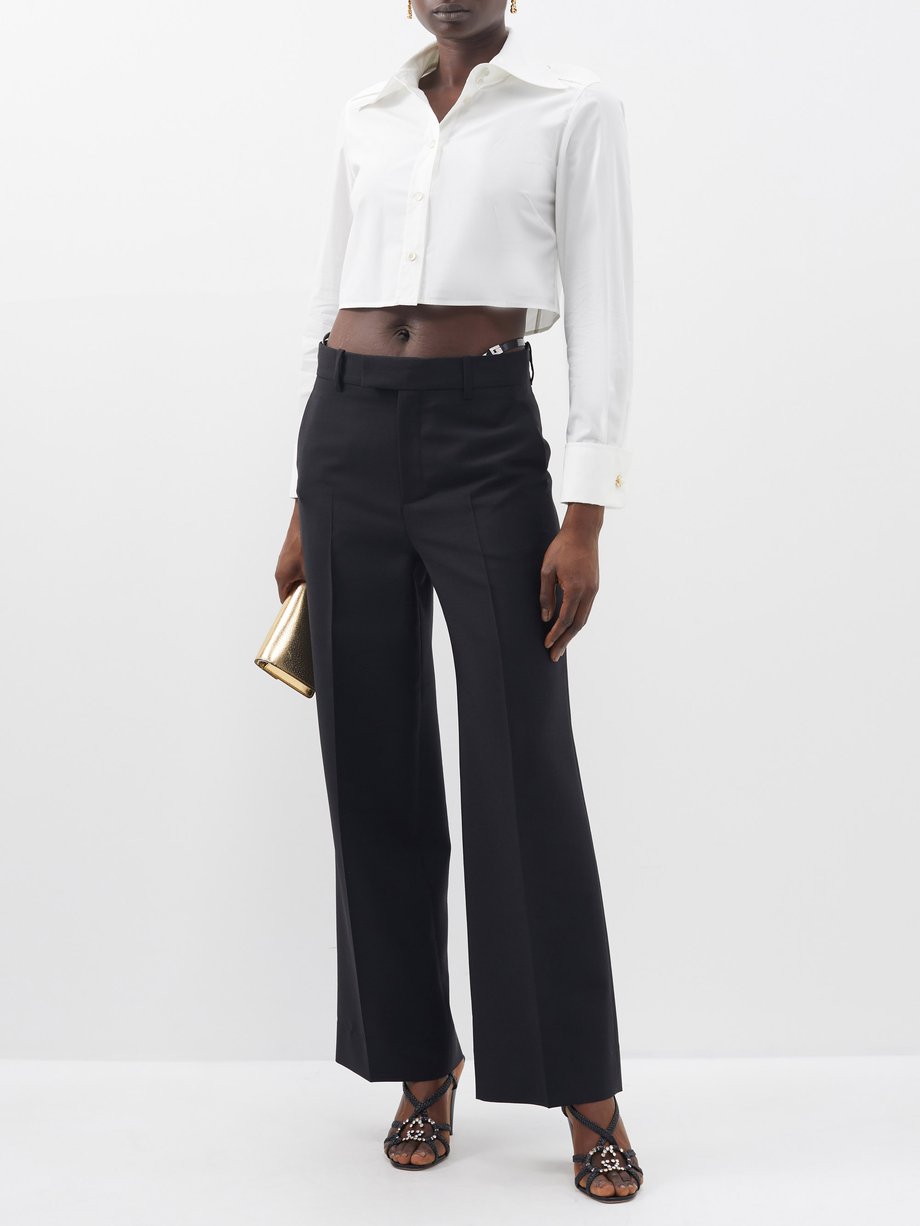 Black Crystal-embellished strap mohair-blend trousers | Gucci | MATCHES UK
