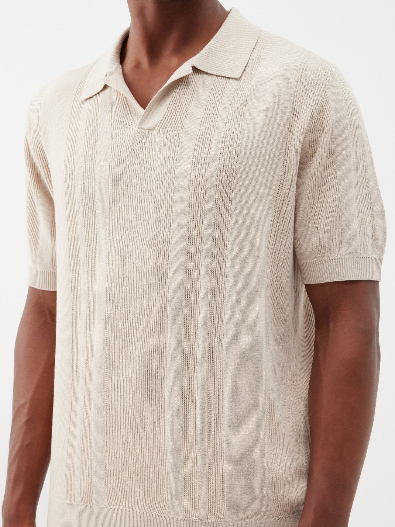 Sunspel Men's Rib-Knit Polo Shirt