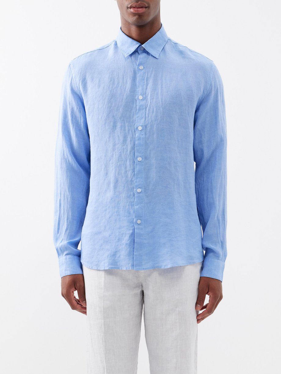 Blue Point-collar linen shirt | Sunspel | MATCHES UK