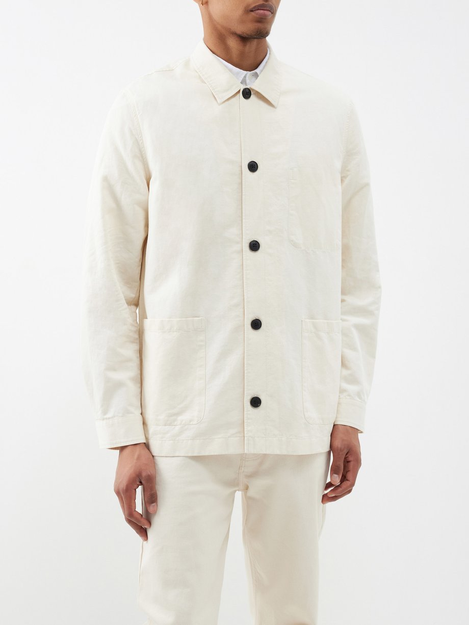 White Cotton-blend canvas overshirt | Sunspel | MATCHES UK