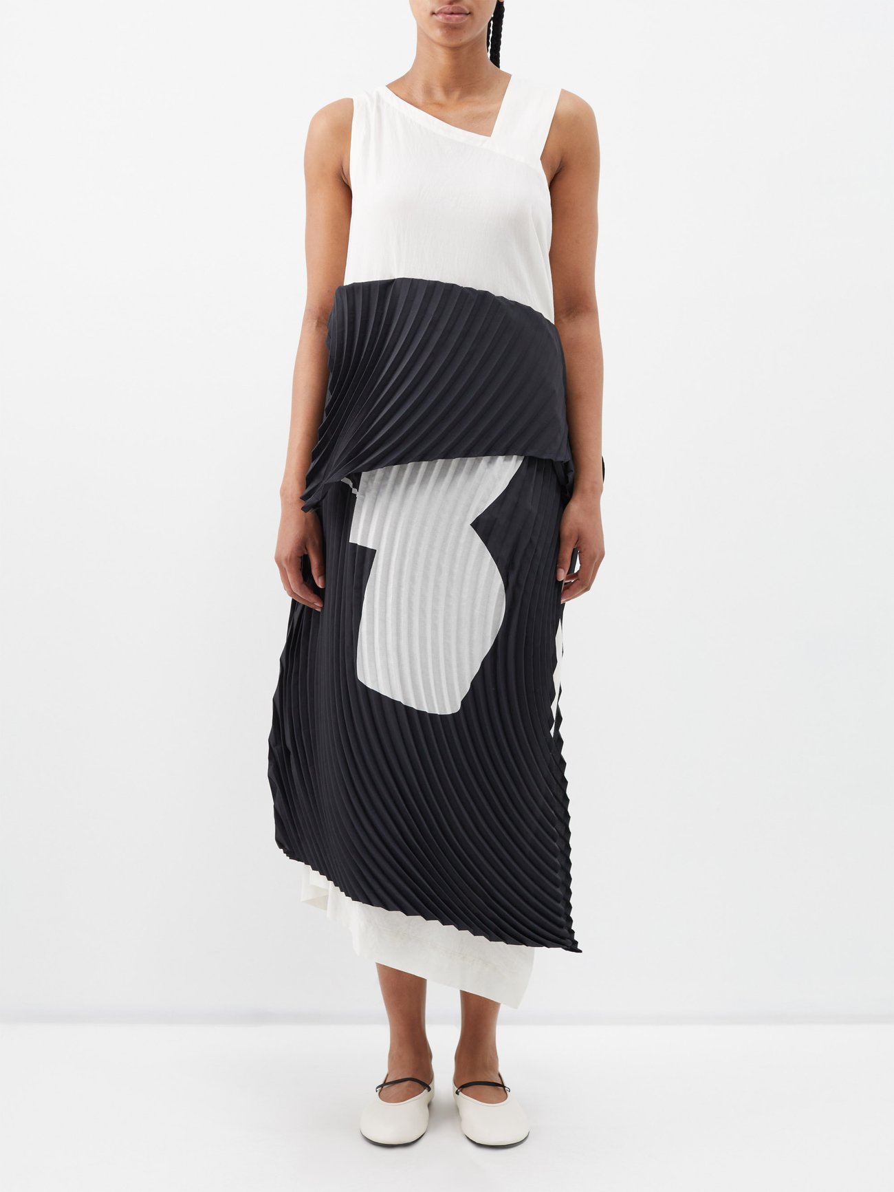 Issey Miyake Stripe Drape Jersey Dress, Gray