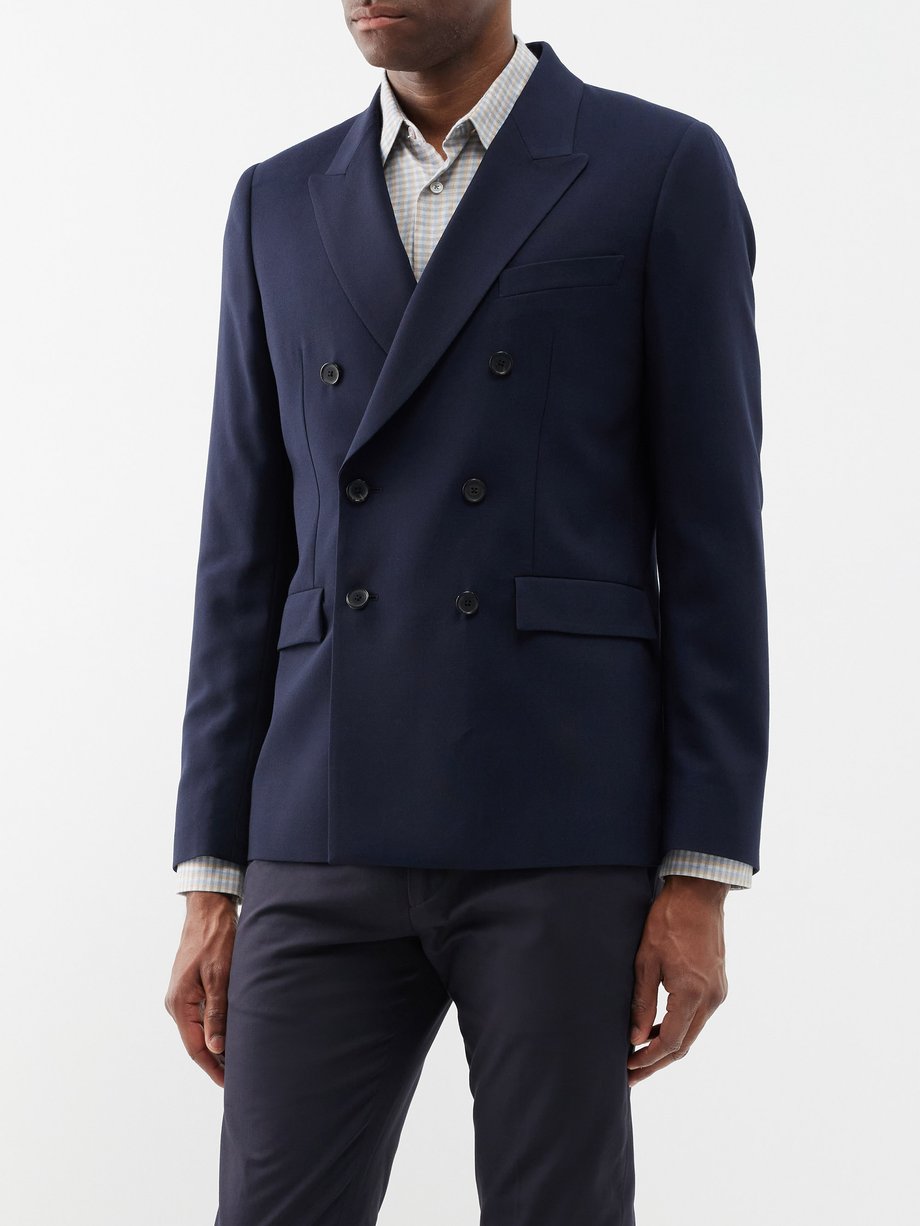 Navy Double-breasted wool suit jacket | Paul Smith | MATCHESFASHION UK