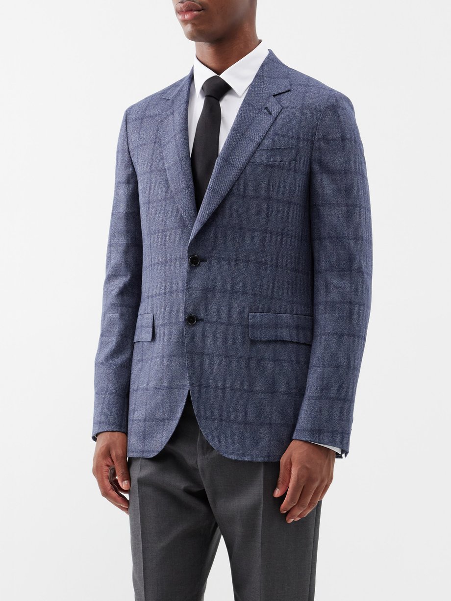 Blue Checked wool suit jacket | Paul Smith | MATCHES UK
