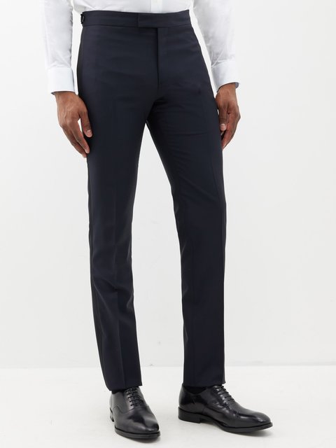 Slim Fit Suit trousers - Dark blue/Checked - Men | H&M IN