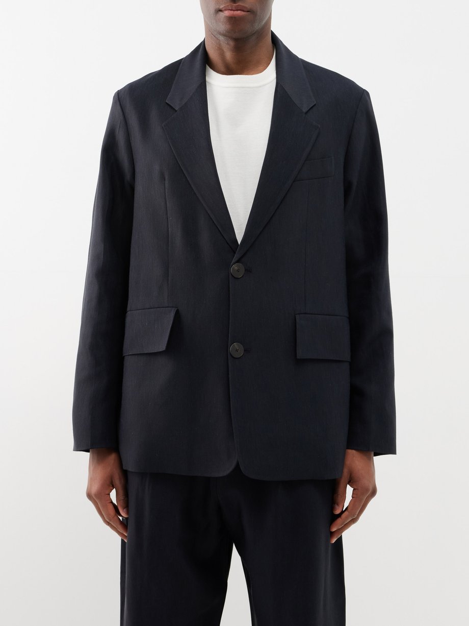 Navy Mizumi oversized twill blazer | Studio Nicholson | MATCHES UK