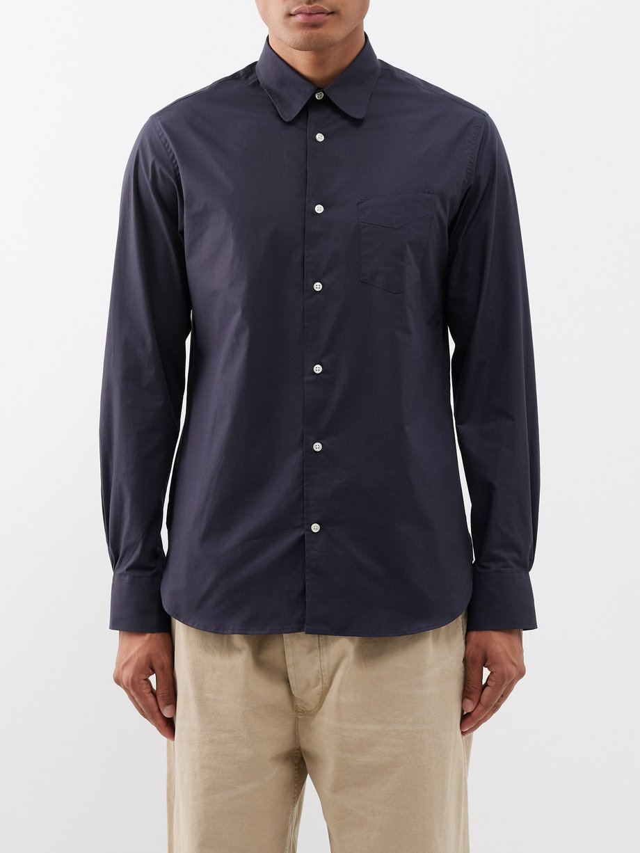Navy Benoit cotton-poplin shirt | Officine Générale | MATCHESFASHION UK