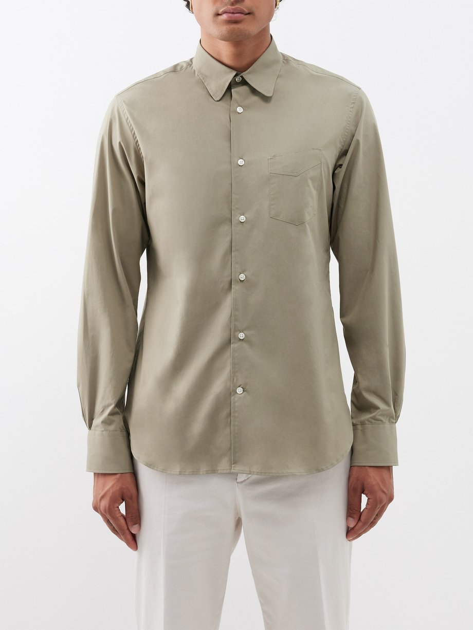 Green Benoit patch-pocket organic-cotton poplin shirt | Officine ...