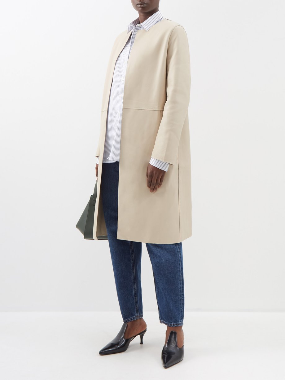 TOTEME collarless leather coat - Neutrals