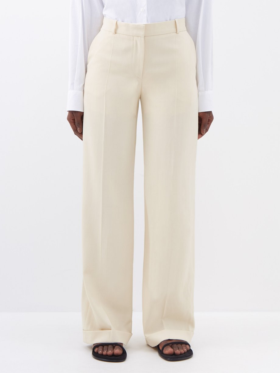 Neutral Tailored herringbone-twill suit trousers | Toteme | MATCHES UK