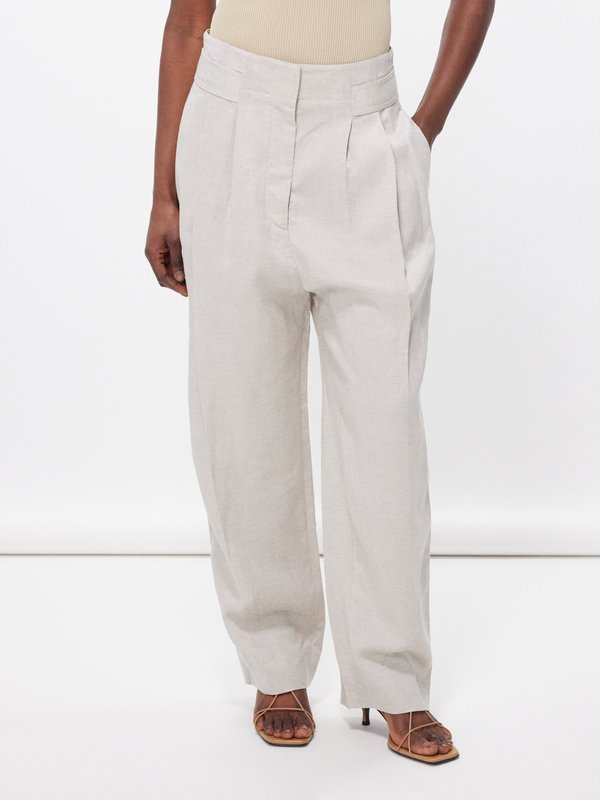 Gray Double-Pleated Trousers by TOTEME on Sale