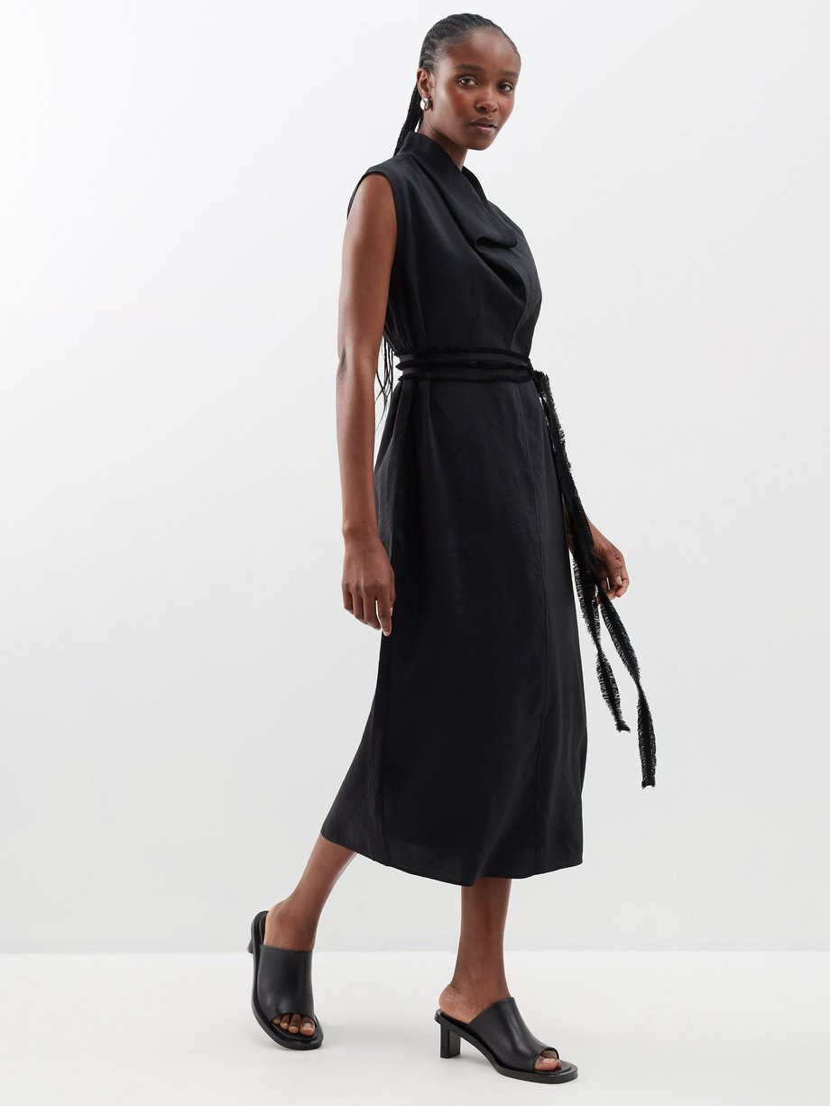 Black Cowl-neck midi dress | Toteme | MATCHES UK
