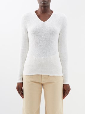 Toteme V-neck bouclé sweater