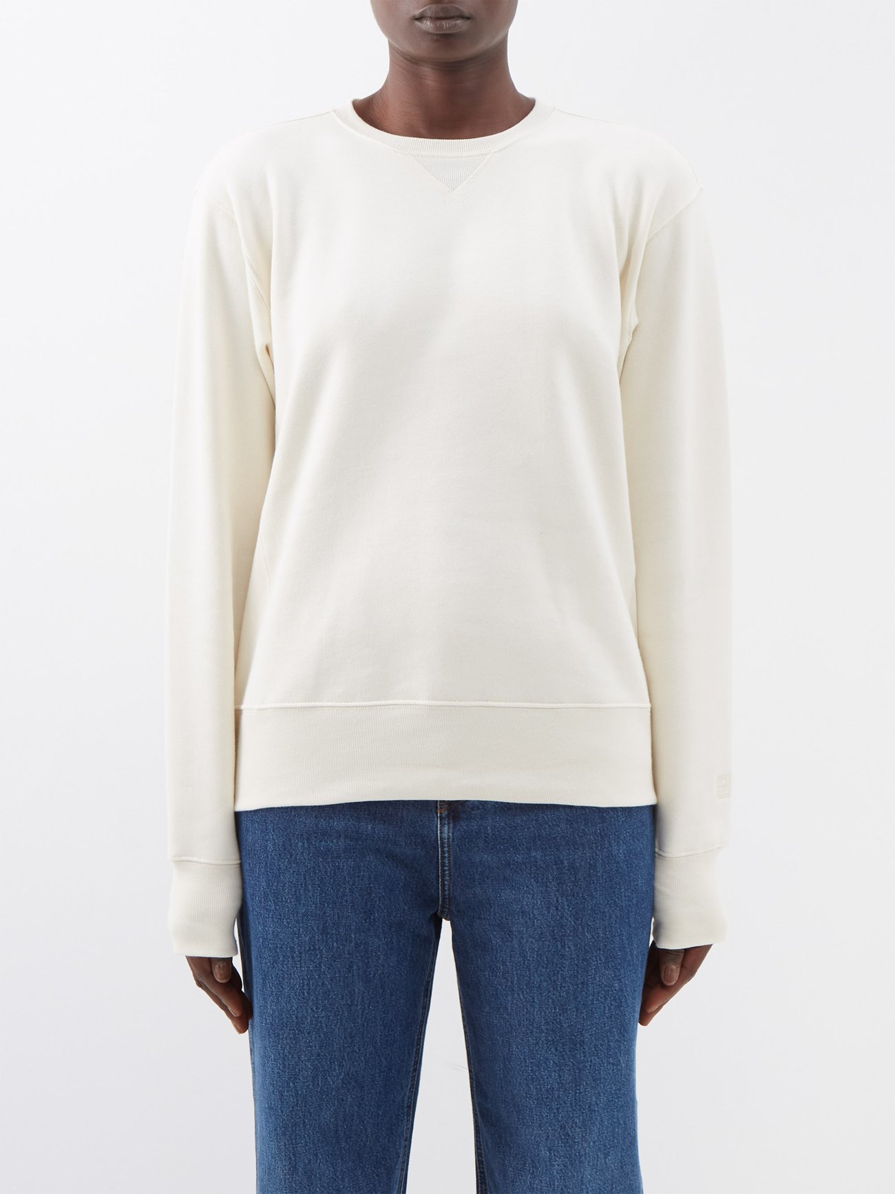 White Logo-embroidered organic cotton-jersey sweatshirt | Toteme ...