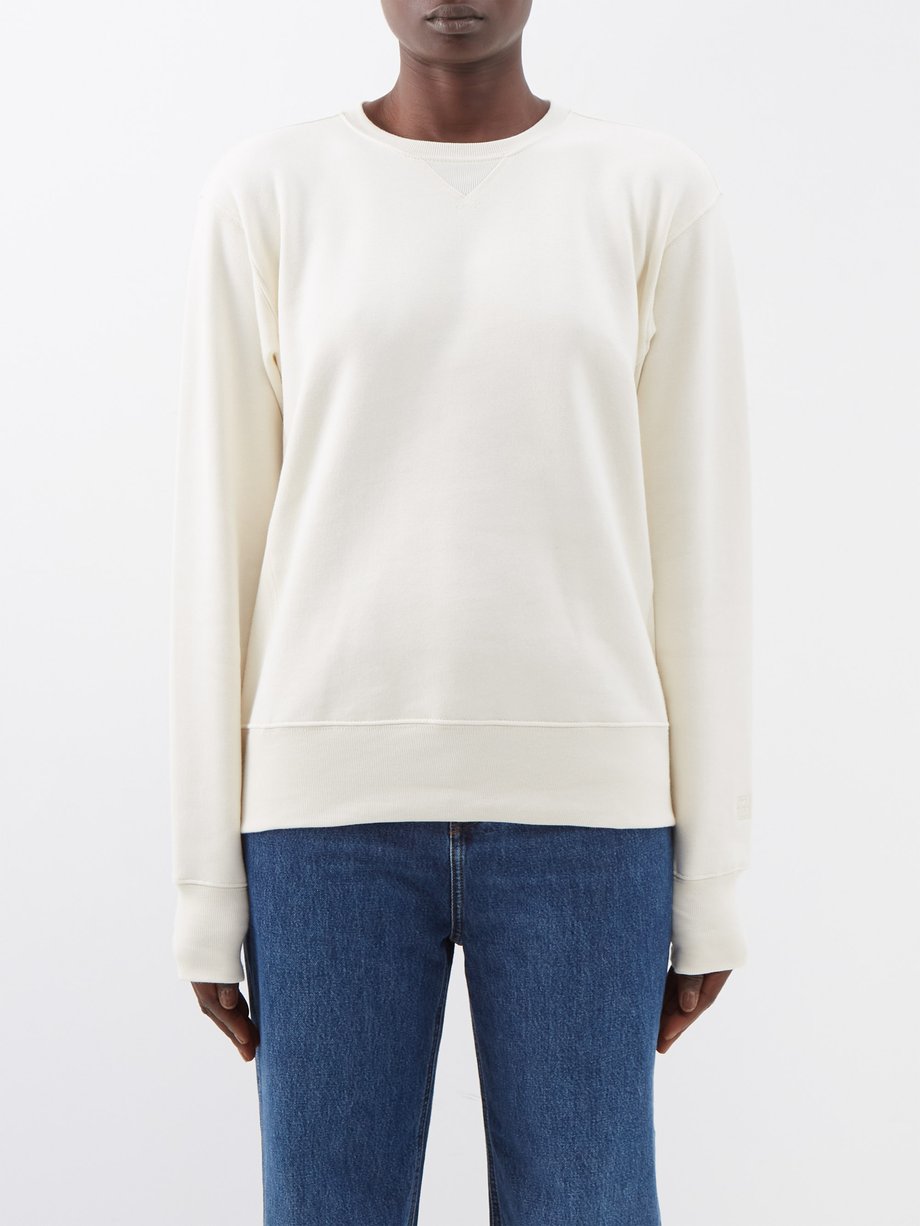 White Logo-embroidered organic cotton-jersey sweatshirt | Toteme | MATCHES  UK
