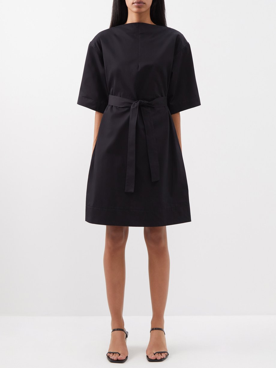 Black Belted poplin midi dress | Toteme | MATCHES UK