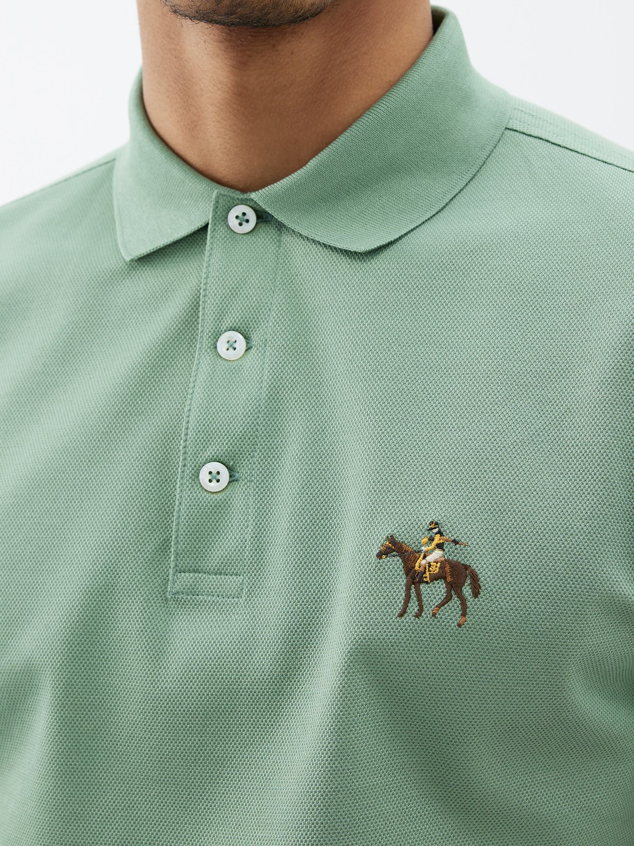 Ralph Lauren Purple Label Men Bright Green Embroidered Cotton Piqué Polo  Shirt