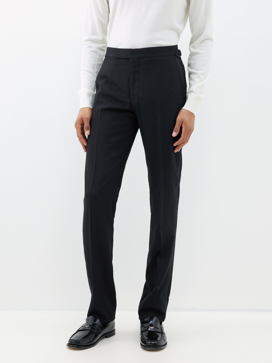 Black Gregory wool-barathea tuxedo trousers | Ralph Lauren Purple Label ...