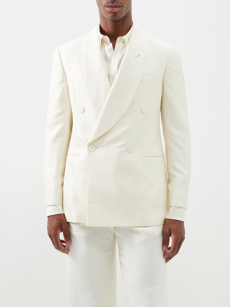 White Double-breasted silk tailored jacket | Ralph Lauren Purple Label ...