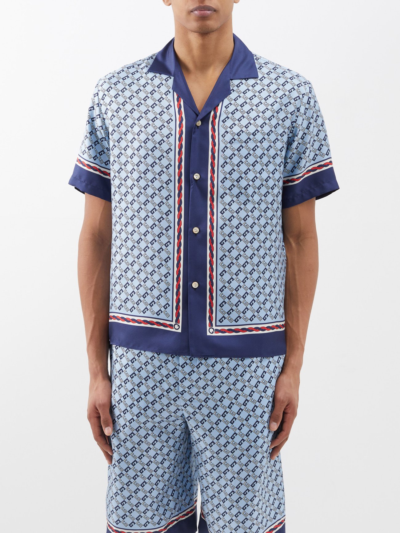 Gucci, Shirts, Gucci Woven Effect G Print Cotton Bowling Shirt
