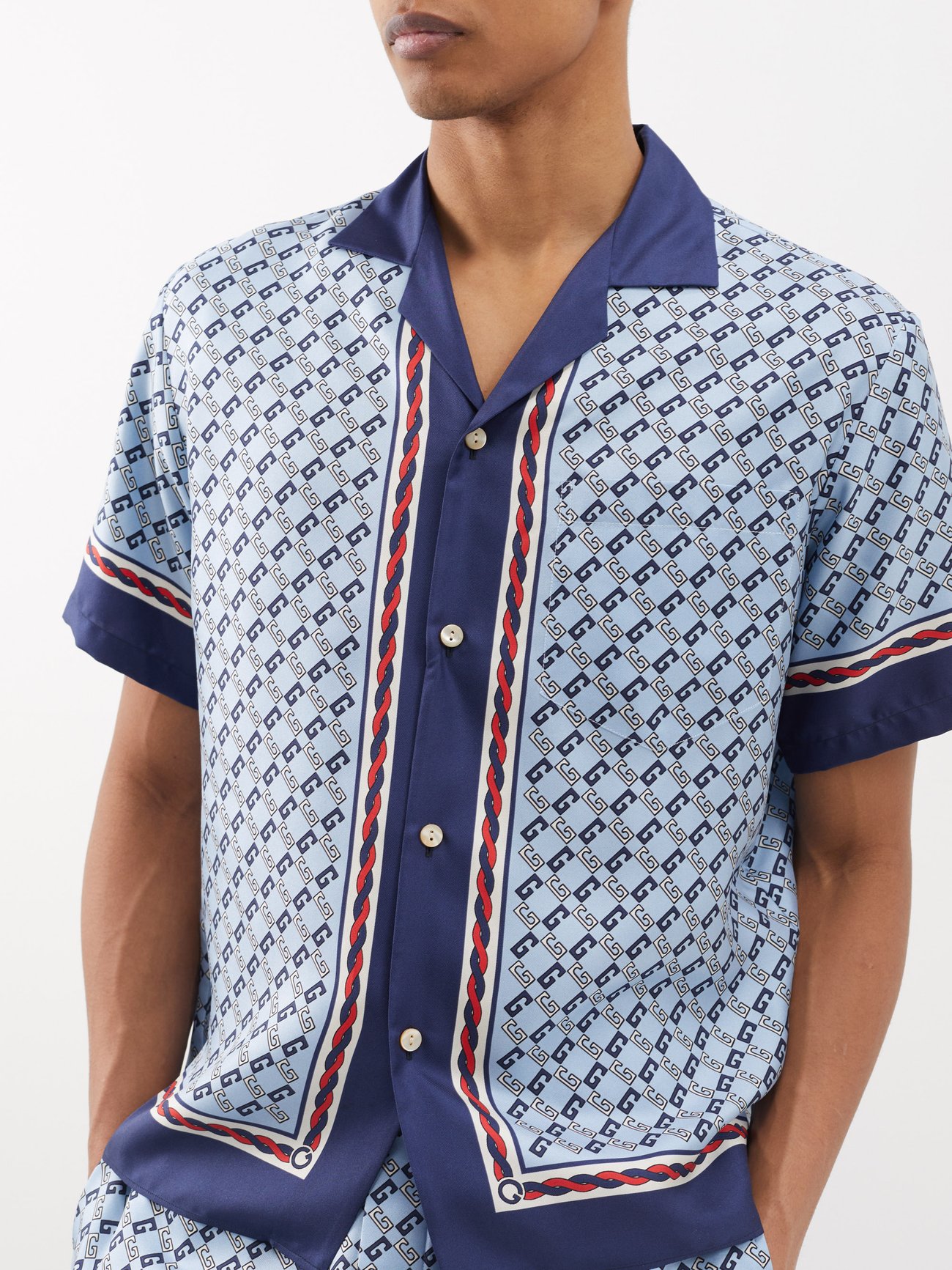 Gucci Geometric Interlocking G-print Silk Shirt