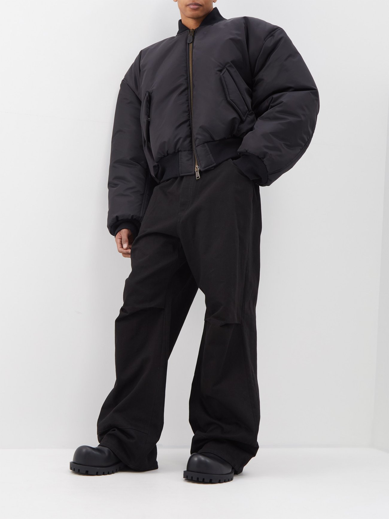 Black Padded nylon bomber jacket | Balenciaga | MATCHESFASHION UK