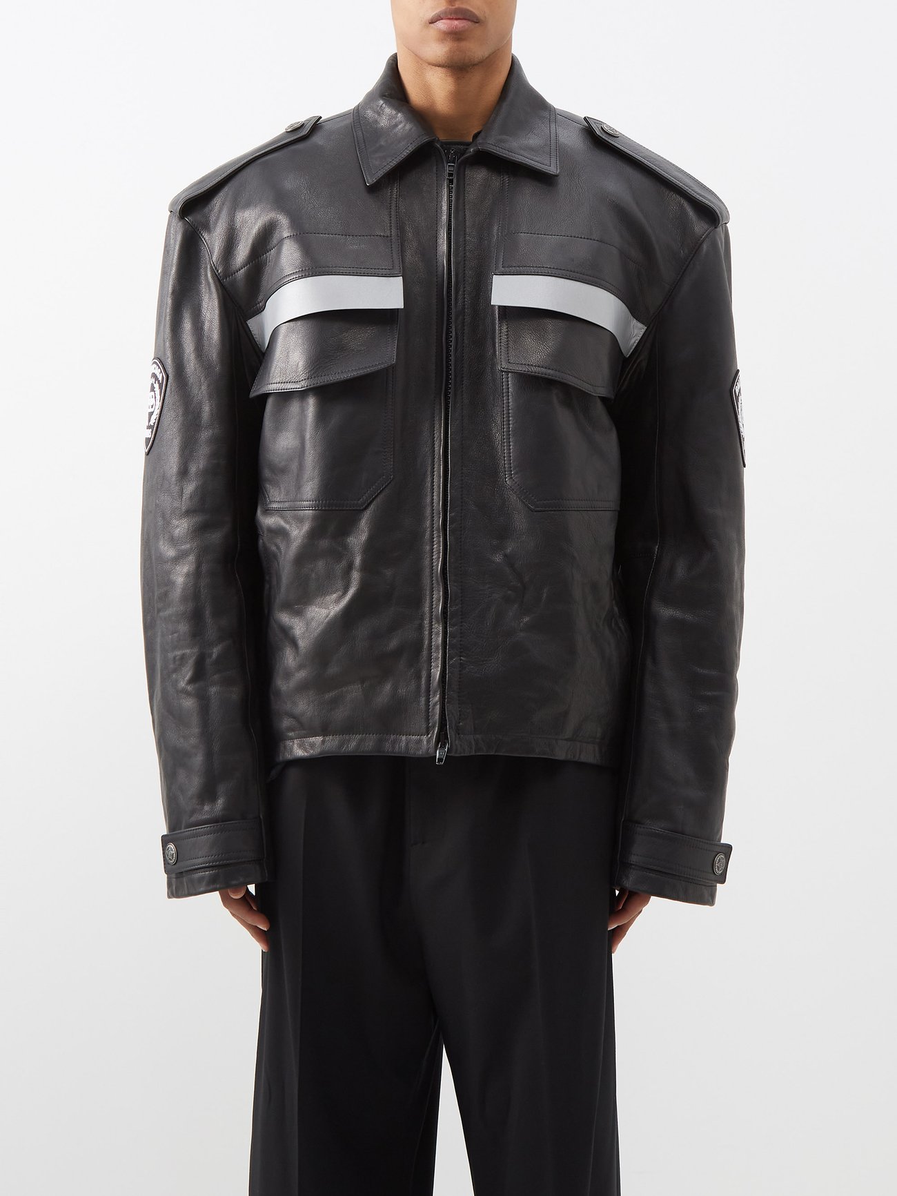 Balenciaga Leather Biker Jacket in Gray for Men  Lyst
