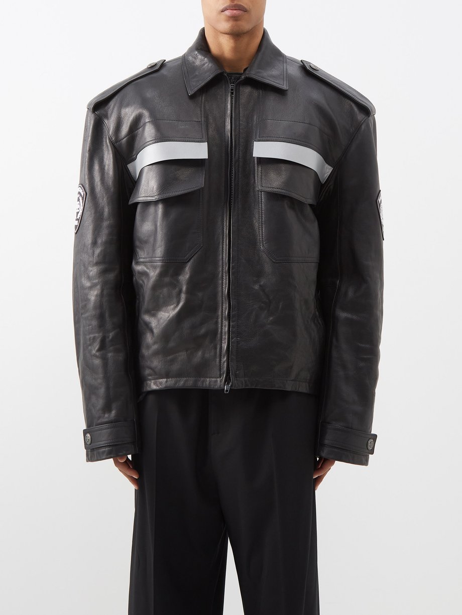 Paris Uniform oversized leather jacket | Balenciaga | MATCHESFASHION US