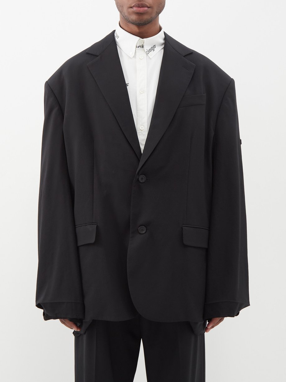 Black Single-breasted barathea-wool oversized blazer | Balenciaga ...