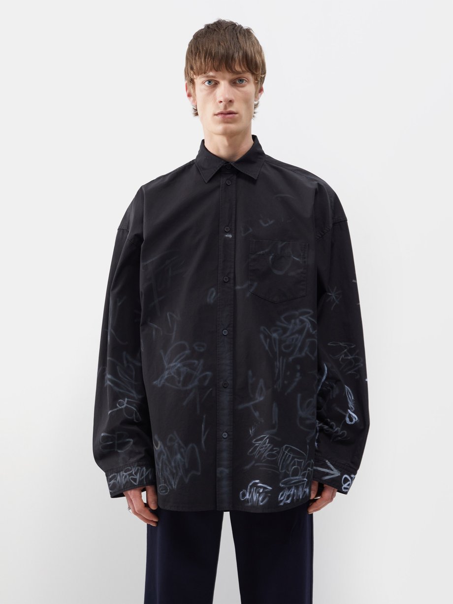 Black Graffiti poplin shirt | Balenciaga | MATCHES UK