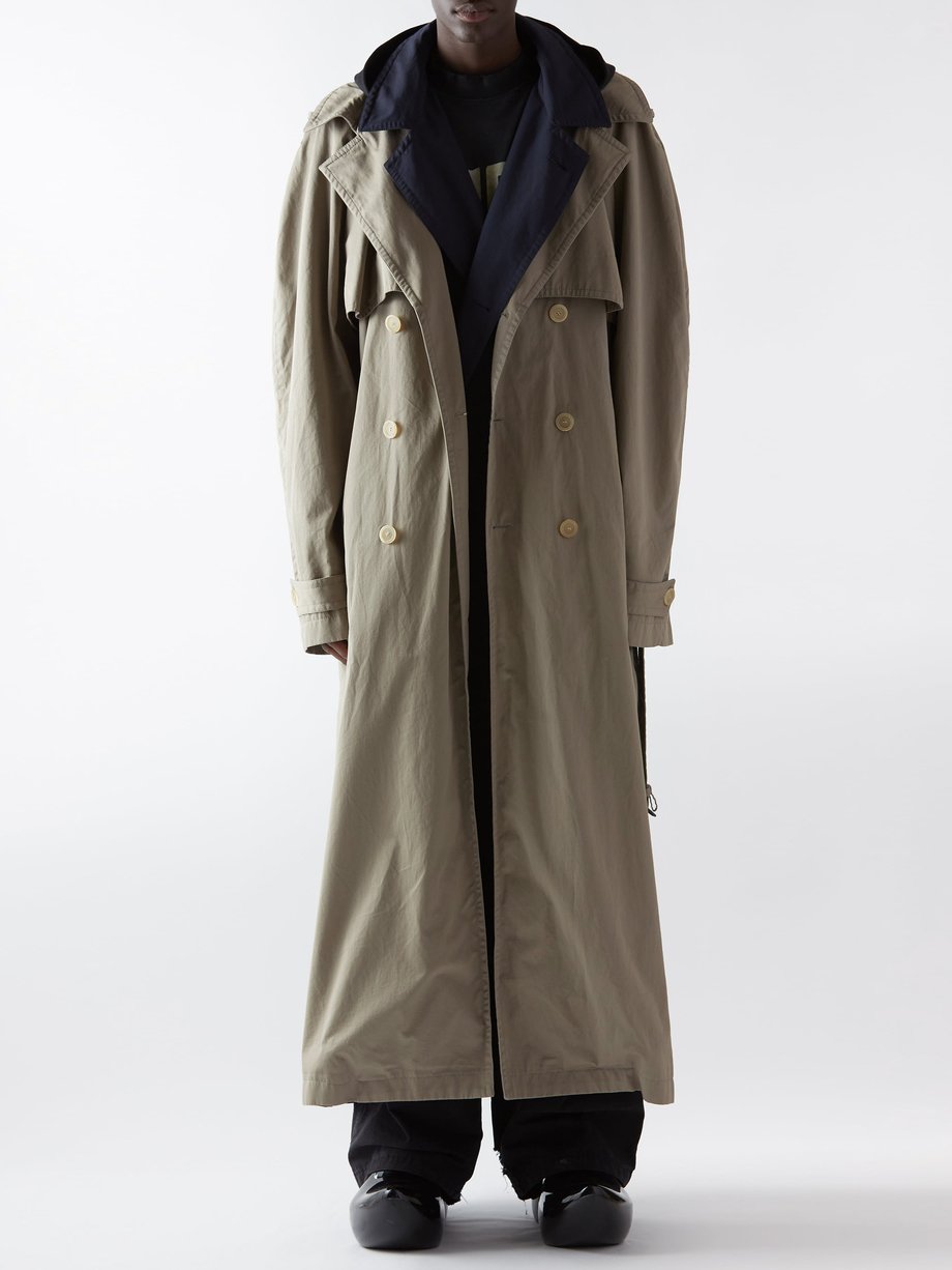 Beige Oversized twill trench coat | Balenciaga | MATCHESFASHION US