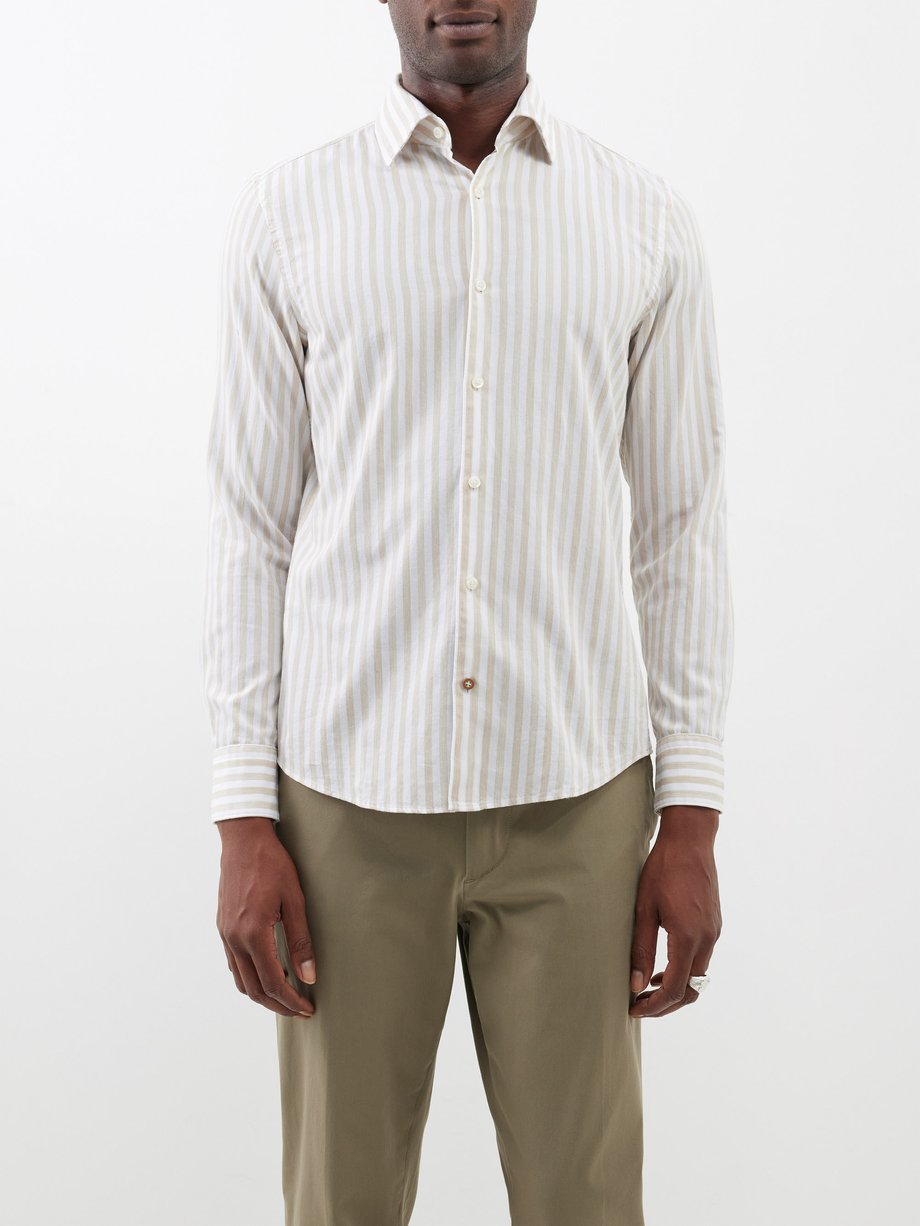 White Hal striped cotton shirt | BOSS | MATCHESFASHION US