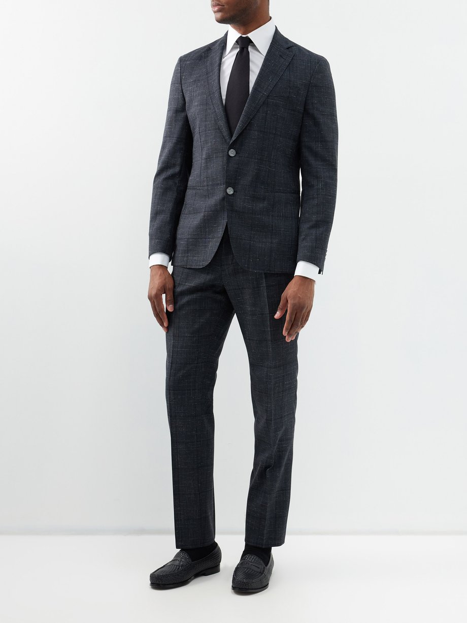 Black Checked wool-blend suit | BOSS | MATCHES UK