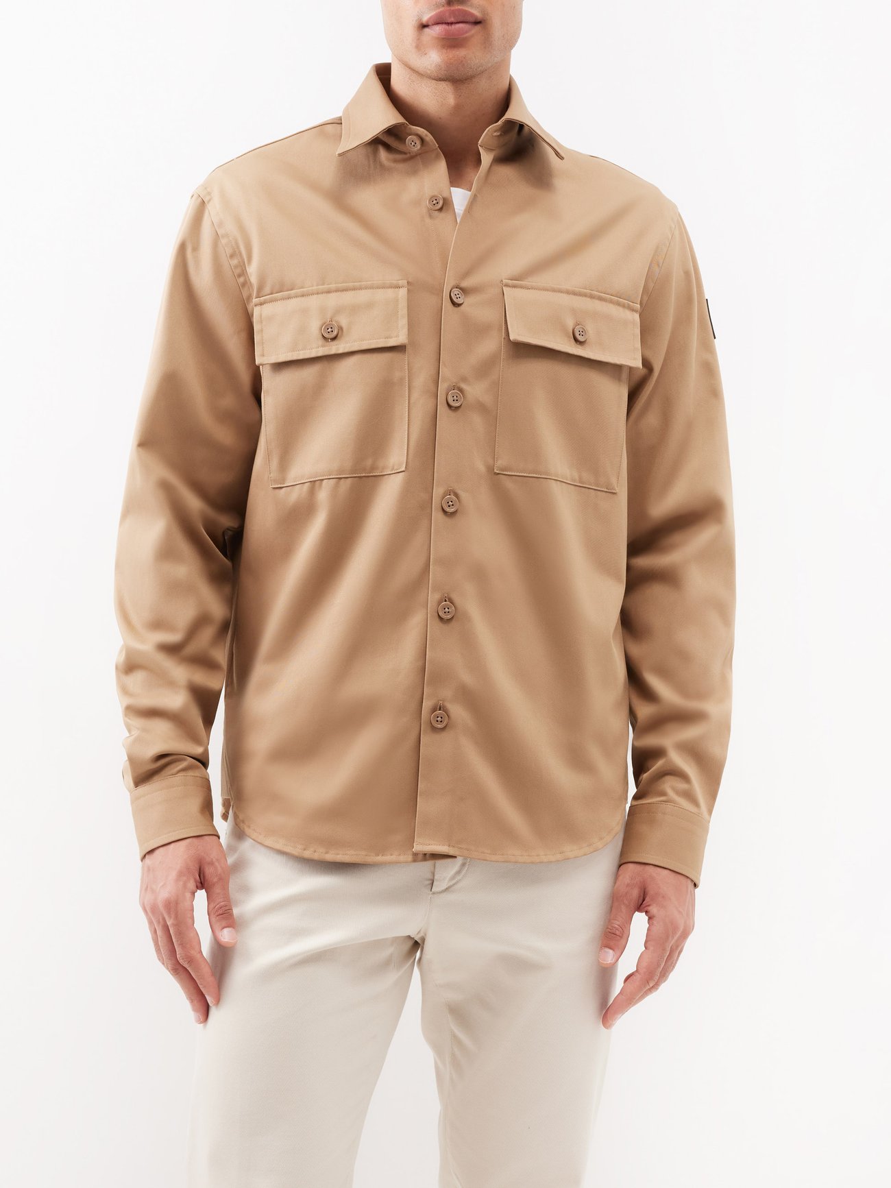 HUGO - Oversized-fit overshirt in cotton twill with patch pockets