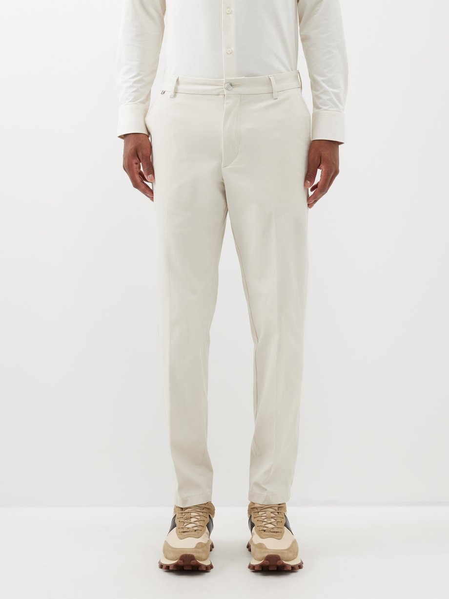 White Kane cotton-blend twill trousers | BOSS | MATCHES UK