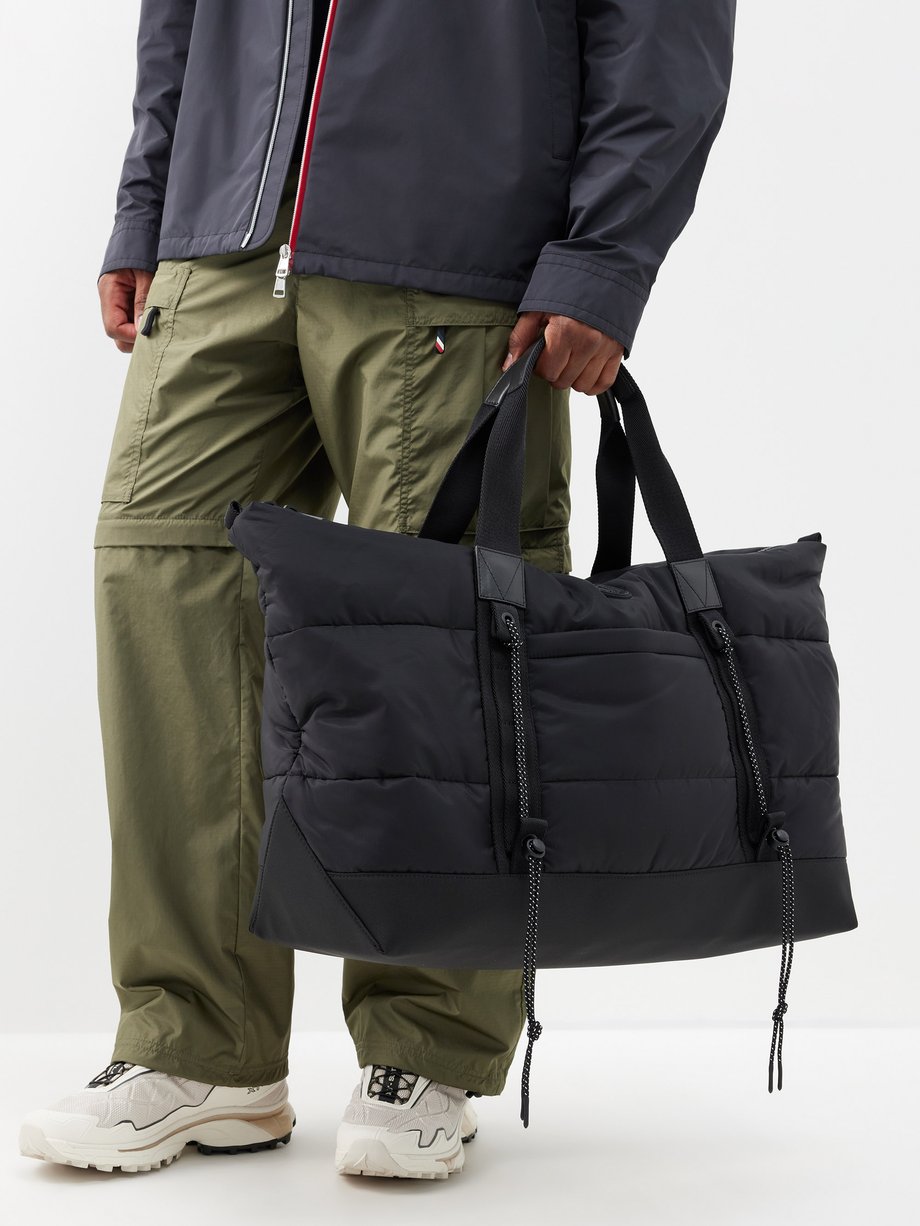 Black Quilted ripstop leather-trim holdall | Moncler | MATCHES UK