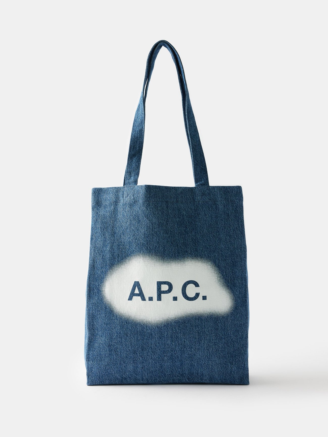 A.P.C logo-print Denim Tote Bag - Blue