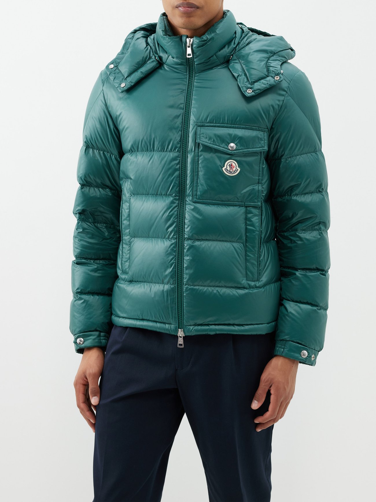 Green Wollaston flap-pocket quilted down coat | Moncler | MATCHESFASHION UK