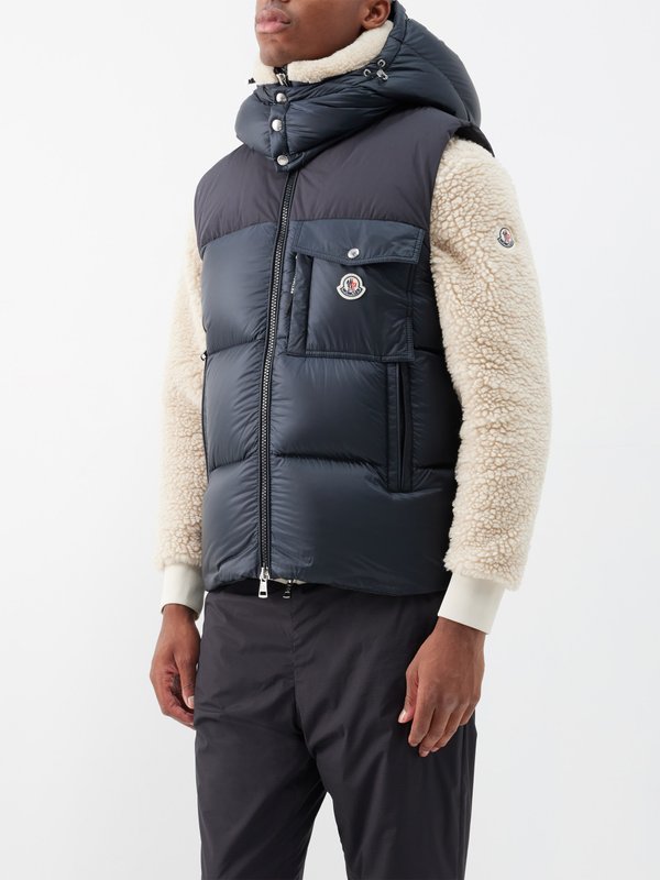 Navy Oust recycled-shell quilted down hooded gilet | Moncler