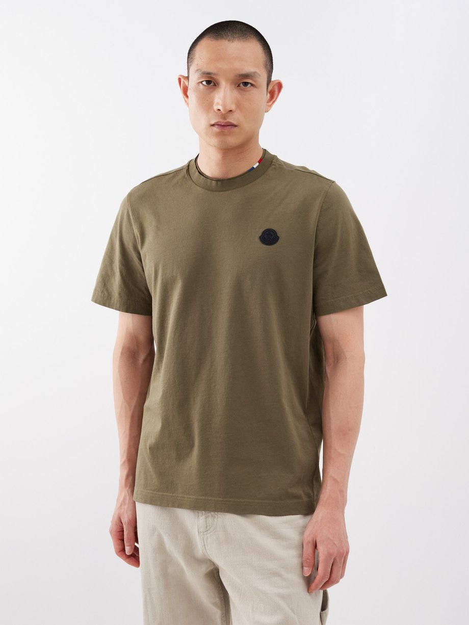 Green Layered-collar cotton-jersey T-shirt | Moncler