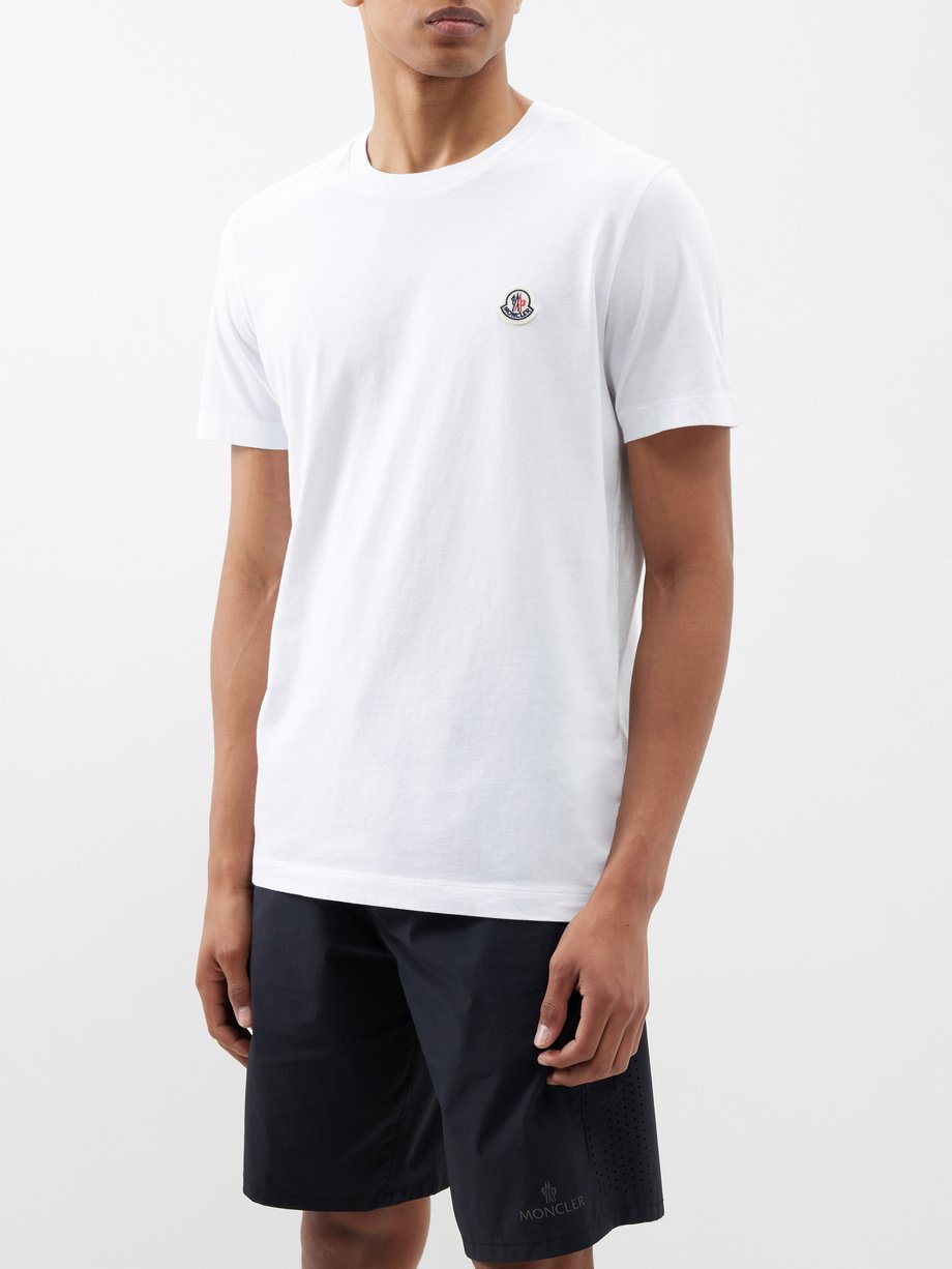 White Logo-patch cotton-jersey T-shirt | Moncler | MATCHES UK