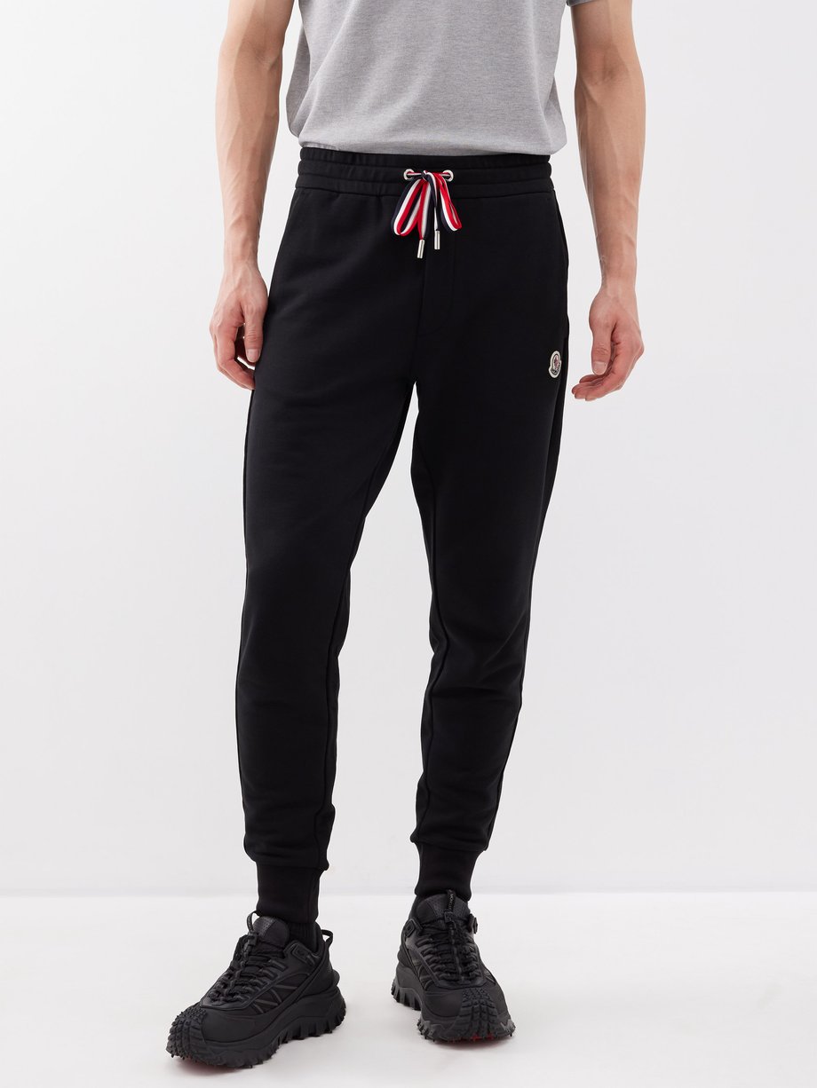 Black Tricolour cotton-fleece track pants | Moncler | MATCHES UK