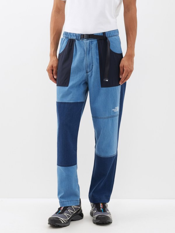 The North Face Black Series (The North Face) Patchwork belted-waist denim trousers