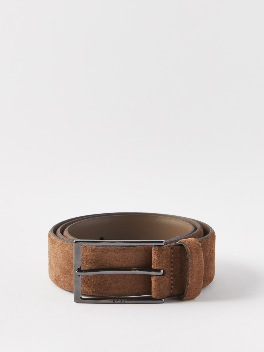 Brown Calindo suede belt | BOSS | MATCHES UK