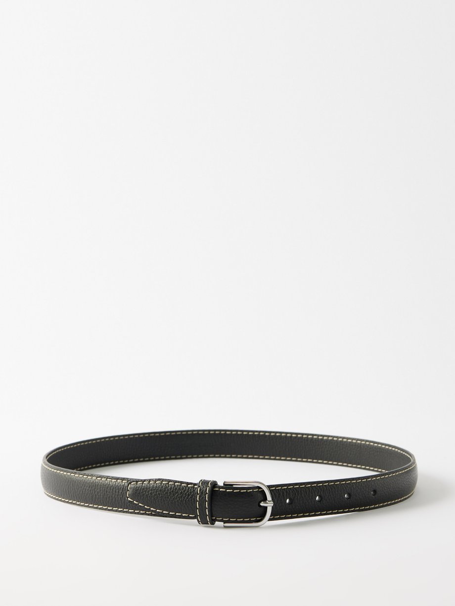 Black Grained-leather belt | Toteme | MATCHES UK
