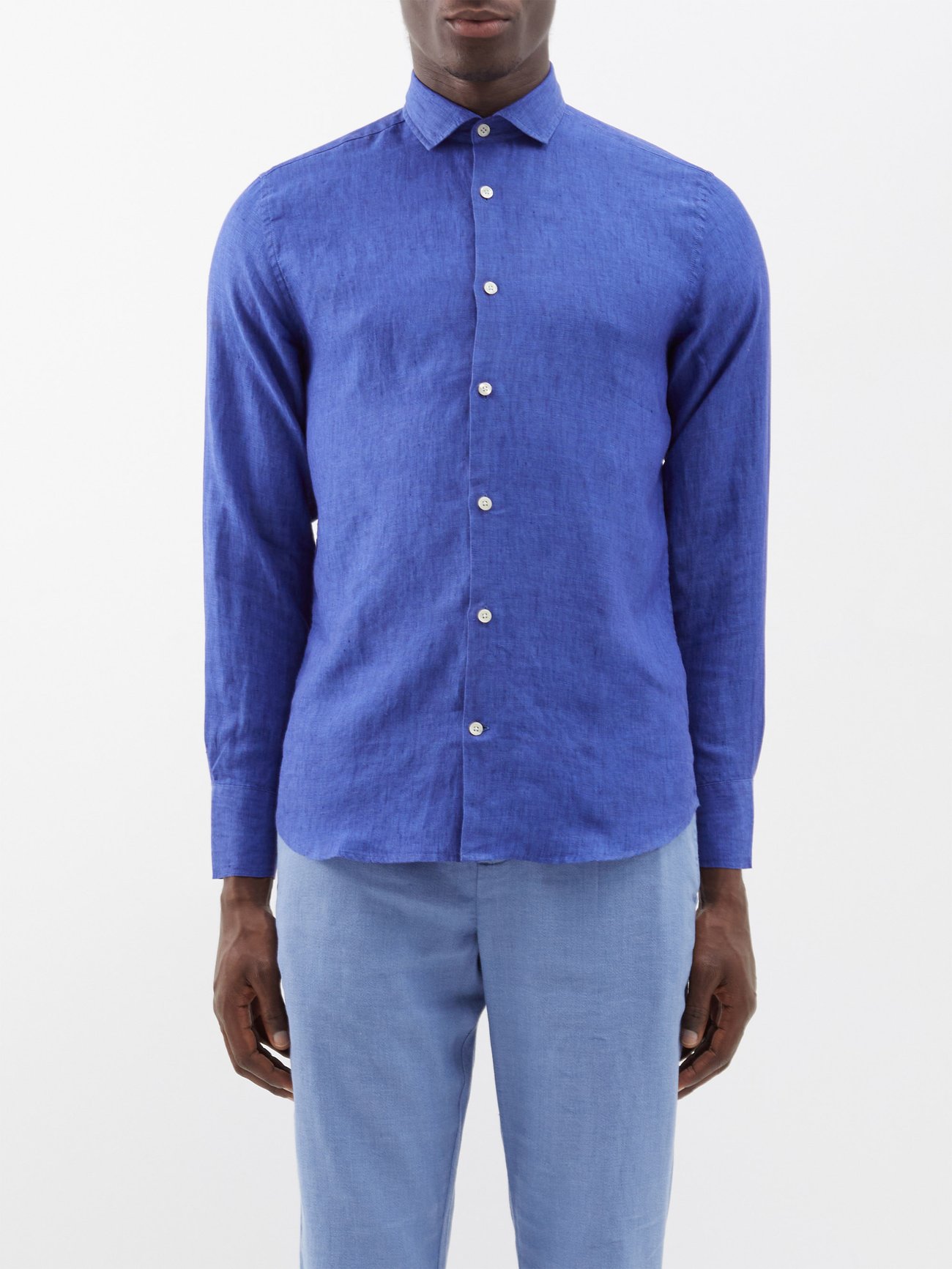 Blue Antonio linen shirt | Frescobol Carioca | MATCHESFASHION UK