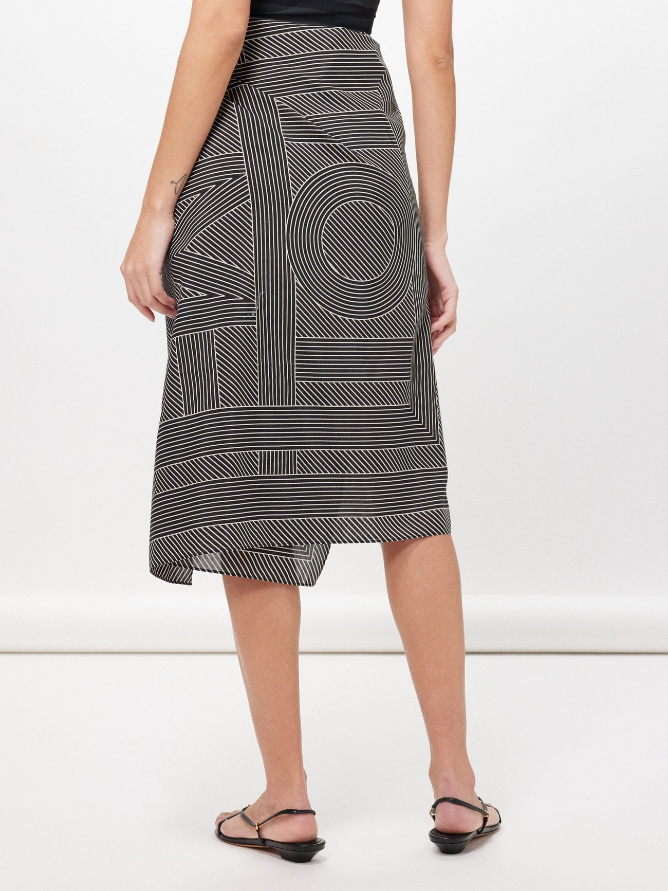 Black Striped monogram-print organic cotton-blend sarong
