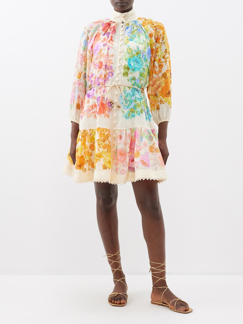 Print Raie floral-print linen mini shirt dress | Zimmermann | MATCHES UK